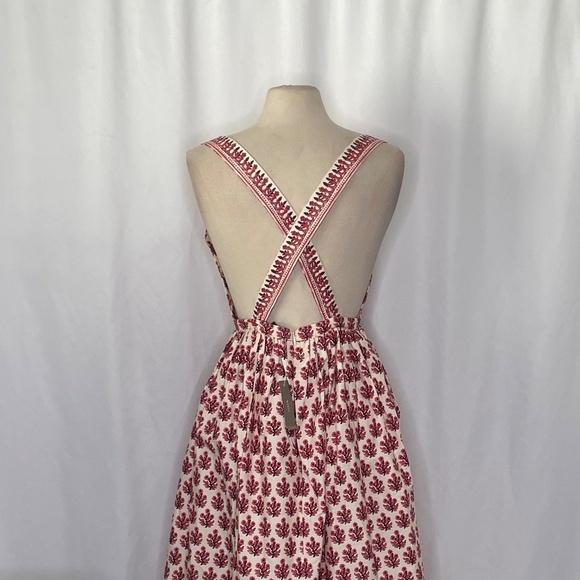 NWT!! J. CREW Poplin Apron Dress Floral Block Print Warm Sesame Red Size 16 - Picture 10 of 15